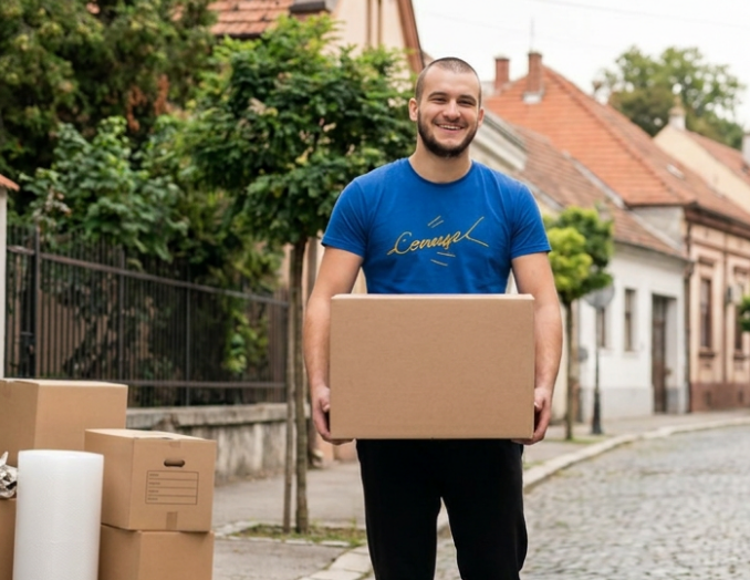 movers packing items